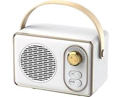 Hoogwaardige Retro Bluetooth speake - Bluetooth speaker - met Ultra Lange Batterijduur - Wit