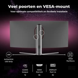 GAME HERO® 34 inch Ultrawide Curved Gaming Monitor Zwart - 165 Hz - 1ms — thumbnail 5