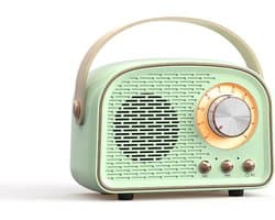Retro Vintage Radio Bluetooth Speaker - Draadloze Stereo Speaker met FM Radio - Vintage Design - Bluetooth 5.0 Draadloze Speaker voor Kristalhelder Geluid - Perfect voor Thuis & Buiten - Lichtgroen