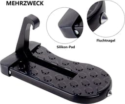 Opvouwbaar autopedal deurtrede voor autodak SUV/RV zwart met veiligheidshamer- 4 kunststof haken — thumbnail 4
