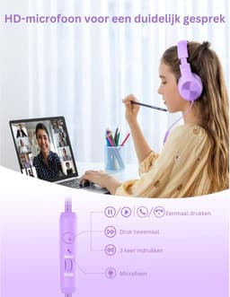 ApexArte® Koptelefoon Kinderen met Draad - Gaming Headset - Paars — thumbnail 5