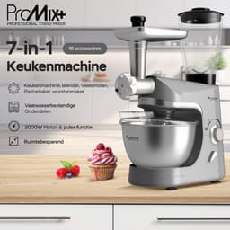 TurboTronic TT-007 / Keukenmachine - Staande Keukenmixer- keukenrobot -Foodprocessor - 5 Liter - 2000W - Zilver — thumbnail 2