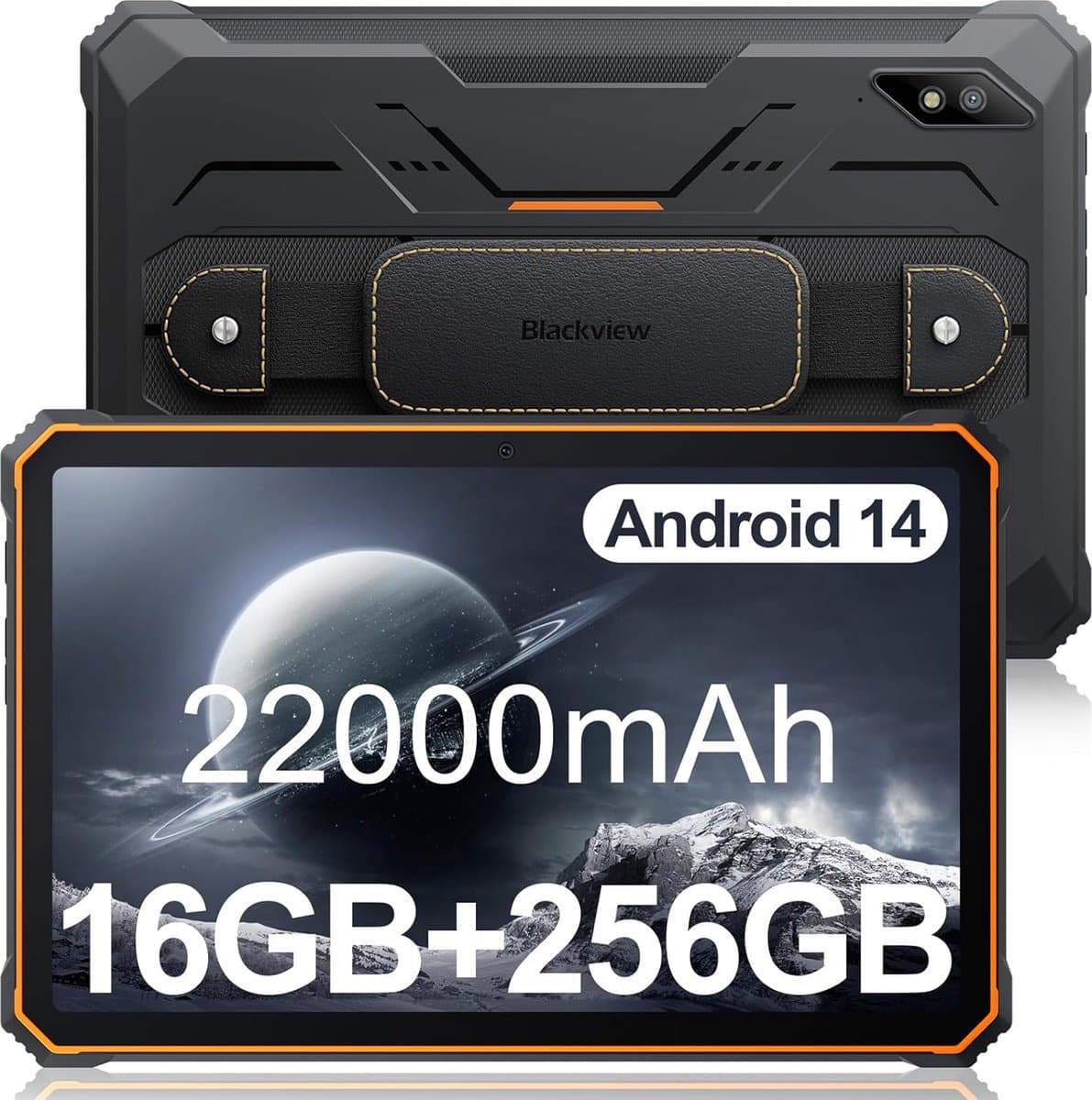 Blackview Active 8 Pro - Tablet - 16GB RAM - 256GB - Dual 4G SIM+WiFi - 10.36 inch - 22000mAh - Octa Core - Android 15 - 48MP+16MP - IP68 Waterdicht - Oranje — afbeelding 1