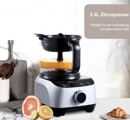 J&R Keukenmachine - Alles in 1 keukenmachine - Multifunctionele keukenmachine - 11 in 1 - Blender - Citruspers - Kneden - Hakken - Malen - Mixen - 1300W - Zilvergrijs — thumbnail 2