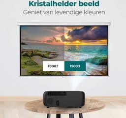 Spoused Beamer - Full-HD - 12.000 Lumen - Streamen Vanaf Je Telefoon Met WiFi - Mini Beamer - Zwart - Android — thumbnail 3
