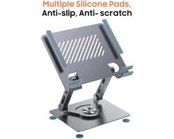 WK Tablet Standaard - Ipad Houder - 360 garden rotatie Tablet Telefoon Houder- Siliconen anti slip -Metaal standard- stabiel en duurzaam- 4.7-12 Inch Ipad & Tablet & Telefoon- 16.5*14cm - Zilver