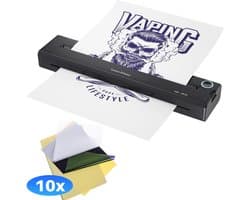 JT Products Draadloze Tattoo Printer Voor Stencils - Incl. 10 Stuks Transferpapier - Thermische Printer - Thermal Mini - A4 Miniprinter met App - Stencil Printer Met Transfer Papier - Thermo Printen - Stencils Printen Machine