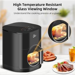 Uten Airfryer XXL 200E - Dual Blaze Technologie - Hetelucht friteuse - 5.5 liter - 14 programma's - 40ºC tot 200ºC - PFAS vrij - 2000W - Rond Venster - Zwart — thumbnail 4