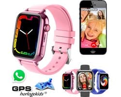 GPSHorlogeKids© - GPS horloge kind - smartwatch kinderen - WhatsApp - 4G videobellen - SOS alarm - TikTok - Google Assistant - facebook - smartwatch kind - nieuw 2025 - incl SIM – model Flux Roze