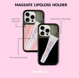 xoxo Wildhearts Lipgloss houder (zwart) - geschikt voor MagSafe Apple iPhone 12 / 13 / 14 / 15 / 16 / Mini / Pro / Pro Max / Plus - siliconen - Magnetische lippenstift houder telefoon - telefoonbutton - Lipstick holder - zwart — thumbnail 3