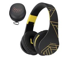 PowerLocus P2 - Draadloze Over-Ear Koptelefoon Inklapbaar - Bluetooth Hoofdtelefoon - Met microfoon – Headphone - Micro SD mode – Incl. Carry Case - Zwart/Geel