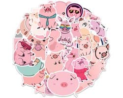 Winkrs | Varkens Stickers - Dieren Stickers - Schattige Stickers - 50 stuks voor laptop, muur, journal, etc. - Stickers voor kinderen
