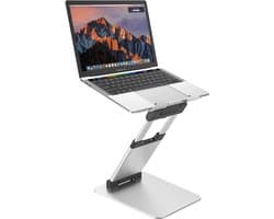 Ergonomische Laptop Standaard Verhoger - Zit Sta Bureau Stand - Inklapbaar en Verstelbaar - Aluminium Laptophouder – Opvouwbaar – Zilver