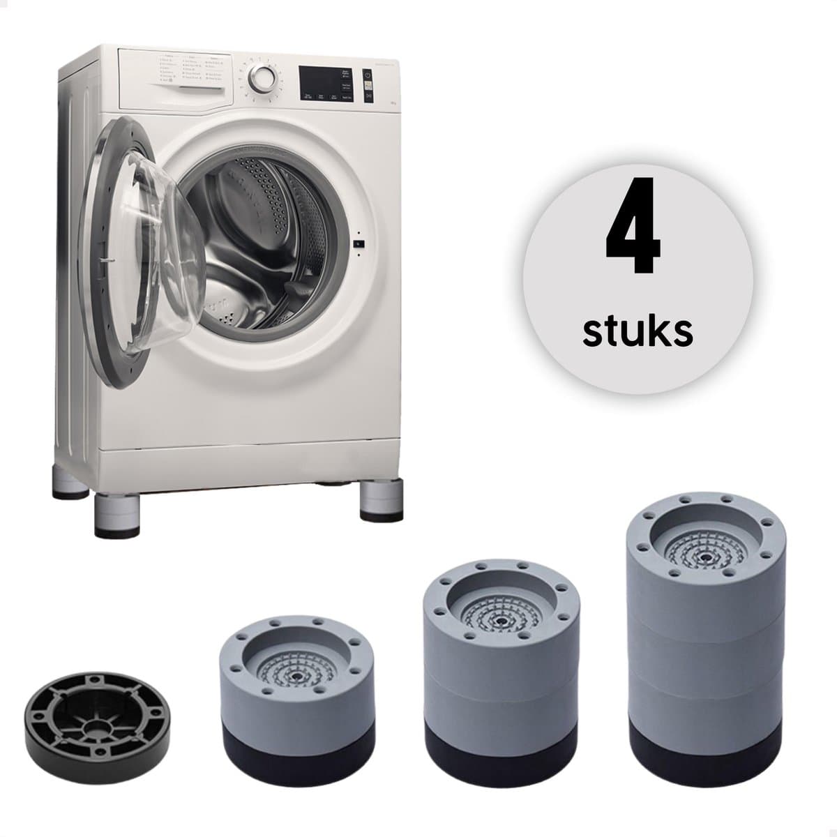 Care-Less Wasmachine Verhoger 9CM - Antislip Wasmachine Voeten - Trillingsdempers Wasmachine - Wasmachine Dempers - Geluidsdemper Wasmachine - Anti Vibratie Wasmachine - Anti Vibratie Pads - Wasdroger Verhoger - Koelkast Verhoger — afbeelding 1