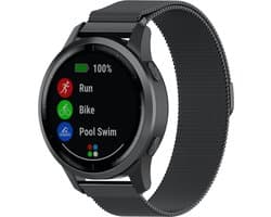 123watches milanese band - zwart - 18mm - Geschikt voor Garmin Vivoactive 4S / Venu 2S / Venu 3S / Vivomove 3s / Overige smartwatches met 18mm bandje