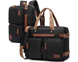 Laptoptas 2 in 1 Laptop Rugtas Schoudertas voor 15.6 inch laptop – zwart