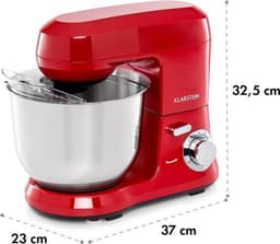 Klarstein Bella Robusta Keukenmachine - RVS mengkom 5,5 liter - Inclusief garde, kneedhaak en menghaak - 1200 W - 6 snelheden - Rood — thumbnail 5
