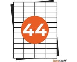 A4 Stickervellen - Adres Etiketten Stickers - Geschikt Inktjet en Laser Printers - 44 Per Vel - 48,5x25,4MM