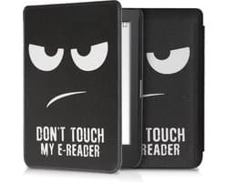kwmobile e-reader hoesje geschikt voor Tolino Page 2 hoes - E reader flip case met magnetische sluiting - Ereader cover - Don't Touch My E-Reader design in wit / zwart