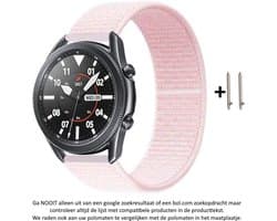22mm Licht Roze Nylon Horloge Bandje met een lichte glans geschikt voor 22mm smartwatches van verschillende bekende merken (zie lijst met compatibele modellen in producttekst) - Maat: zie maatfoto - klittenbandsluiting