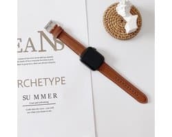 By Qubix - Geschikt voor Apple Watch bandje - Premium leather leer bandje - Bruin - Geschikt voor Apple Watch 44mm / 45mm / 46mm / 49mm (Ultra 1,2 en 3) - Smartwatch bandje - leren smartwatchbandje - Horlogebandje