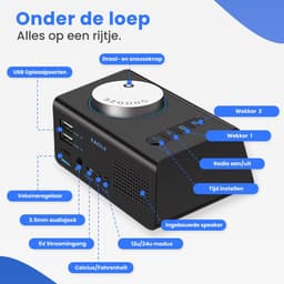Eagle Wekkerradio - Digitale Wekker - met Dimbaar Display, Temperatuur en Dual USB — thumbnail 3