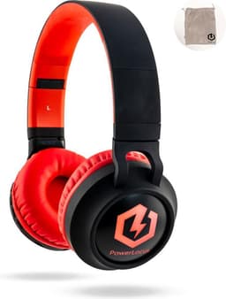 PowerLocus Buddy Draadloze On-Ear Koptelefoon voor Kinderen, LED lampjes, 85db Limiet, met Microfoon, Micro SD poort - Zwart/Rood — thumbnail 1