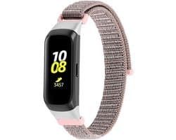 Nylon Smartwatch bandje - Geschikt voor Samsung Galaxy Fit nylon bandje - roze - Strap-it Horlogeband / Polsband / Armband
