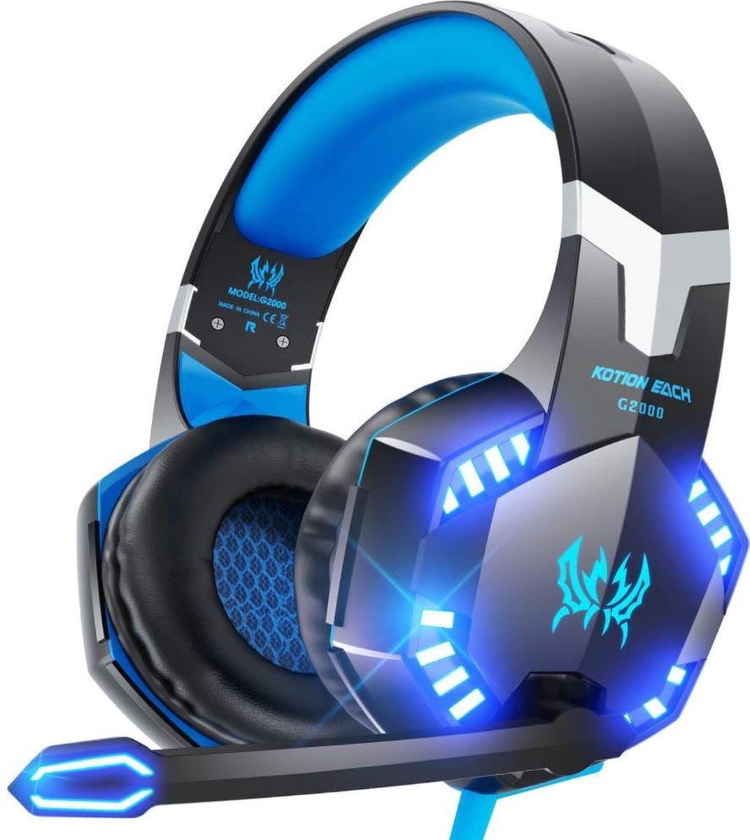 KOTION EACH G2000 gaming-headset - Zwart/Blauw - Geschikt voor PS4, Xbox One, Switch & Windows — afbeelding 1