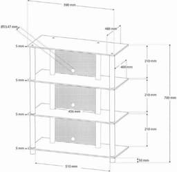 VCM hifi-kasten, platenspelerkast, stereokast, hifi-rekken, routerstandaard, hifi-rekken en -standaards, witte platenspelerstandaard, draaitafelstandaard met opbergruimte voor vinylplaten, platenspelermeubel, glazen tv-meubel, mediameubel — thumbnail 2