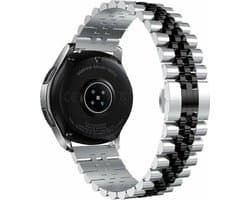 By Qubix - Geschikt voor Garmin bandje - Geschikt voor Garmin Vivomove 3 / HR / Luxe / Sport / Style / Trend - Stalen band - Zilver / zwart - Smartwatch bandje 20mm