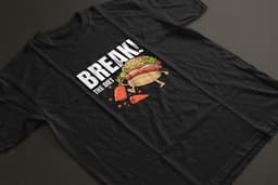 Shirt - Break the diet burger - Wurban Wear | Grappig shirt | Dieet | Unisex tshirt | Fast food | Airfryer | Sport | Verwenpakket | Wit & Zwart — thumbnail 4