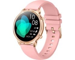 Darenci DARE Smartwatch Sense Pro - Smartwatch dames -Smartwatch heren -Activity Tracker- Touchscreen -Bluetooth bellen -Met extra bandje -Horloge -Stappenteller -Bloeddrukmeter -Verbrande calorieën -Zuurstofmeter -Spatwaterdicht -Roze/Roségoud