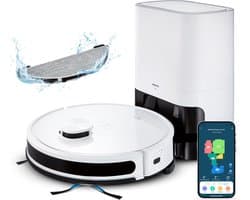 MEDION robotstofzuiger met zuigstation en dweilfunctie X20 SW+ (lasernavigatie, krachtige 3000Pa zuigkracht, 2in1 robotstofzuiger, nauwkeurig in kaart brengen, Go & No Go zones, meerdere vloeren)