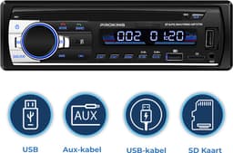 PROKING Autoradio - FM Radio - Bluetooth radio - Met Dubbele USB-poort - Voor alle Auto’s - Inclusief AUX - Handsfree bellen - Inclusief montageframe — thumbnail 1