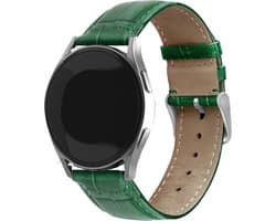 Strap-it smartwatch bandje 20mm - Luxe leren crocodile bandje geschikt voor Samsung Galaxy Watch 4 (Classic) / Watch 5 (Pro) / Watch 6 (Classic) / Watch 7 (40 & 44mm) / Watch 1 42mm / Watch 3 41mm / Active (2) / Watch FE / Gear Sport - groen