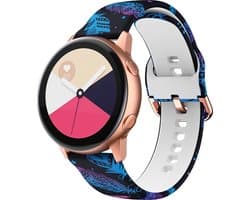 Strap-it Smartwatch bandje 20mm - siliconen bandje Veren print geschikt voor Samsung Watch 3 41mm / Watch 42mm / Watch Active & Active2 40 & 44mm / Watch 4 (Classic) / Watch FE / Watch 5 (Pro) / Watch 6 (Classic) / Watch 7 (40 & 44mm)