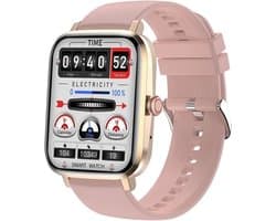 Belesy® HEAVEN – Smartwatch Dames – Smartwatch Heren – Horloge – 1.85" Kleurenscherm – Stappenteller – Hartslagmeter – Bloeddrukmeter – Slaapmonitor – Split Screen – Stembediening – Sportmodus – Bluetooth 5.1 – Goud - Moederdag