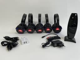 Silent Disco Starterspakket 5 - met 5 oplaadbare koptelefoons (SDH41), 1 zender en oplaadkabels — thumbnail 2