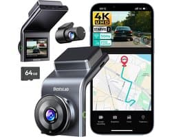 Solidchoice - 4K Dashcam met Nachtzicht en GPS, Inclusief 64GB SD Kaart