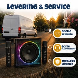 DUTCHPOWER Karaoke Plus Set met 2 Draadloze Microfoons - Premium Bluetooth Karaoke Speaker - USB-C Oplaadbaar - RGB LED-Verlichting — thumbnail 5