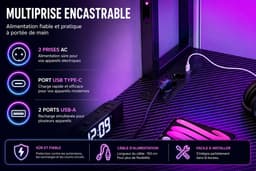 Parasha Nova Bureau - L-vormig bureau met opbergruimte - gamingbureau met LED-verlichting, computerbureau met stopcontact - hoekbureau met ladenkast en schermhouder — thumbnail 5