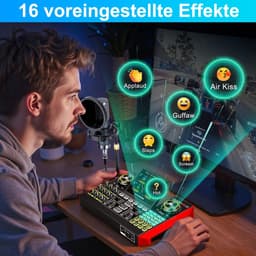 Podcast Microfoon Set met 6-Kanaals Audio Mixer – Condensatormicrofoon – Noise Reduction – Voice Changer — thumbnail 5