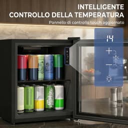 TEKROA® Mini Koelkast met Glazen Deur - Drankenkoelkast 46L (59 Blikjes) - Vrijstaand - Touchscreen 0-20°C - LED Verlichting - Stil (39dB) - Zwart — thumbnail 5