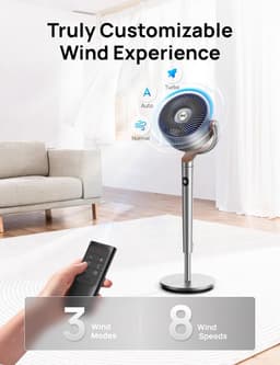 Zuilventilator - Luchtcirculator - Comfort verhogen - Stille werking 23dB - 102cm hoogte - Zilver — thumbnail 4
