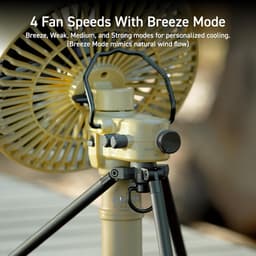 Campingventilator Met Statief – USB-C – 4 Snelheden – Oscillatie – Verstelbare Kanteling – Zwart — thumbnail 4