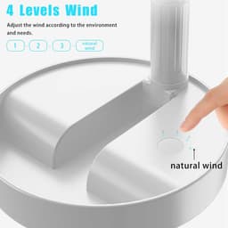 Opvouwbare Staande Ventilator Met Afstandsbediening – Draadloos – Oplaadbaar – In Hoogte Verstelbaar – 4 Snelheden – 7200 mAh – Wit — thumbnail 4