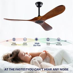 HAUSS SPOLE Ventilator – 52 Inch Plafondventilator Met 3 Houten Bladen En Afstandsbediening – 132,08 Cm – Metaal En Hout – Zwart En Donker Walnoot – Voor Woonkamer Slaapkamer En Overdekt Terras — thumbnail 3