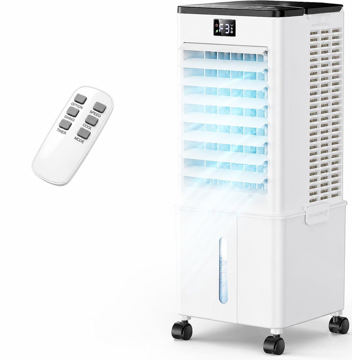 Mobiele Airconditioner - Mobiele Airco - 4-in-1 Airco met Koeling voor 50m³ - 7000BTU - Grote Draagbare Airconditioning met Afvoerslang, Ventilator & Ontvochtiger - Smart App & Afstandsbediening - Stille Staande Airco - Wit — afbeelding 1