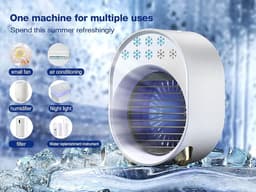 Sander Shop Draagbare Airconditioner, Mini Airconditioner Ventilator, Airconditioner, Oplaadbare Mini Airconditioner, Luchtkoeler, Airconditioning voor Thuis 4-in-1 Desktop Koelventilator 3 Snelheden USB 3600 mAh — thumbnail 5